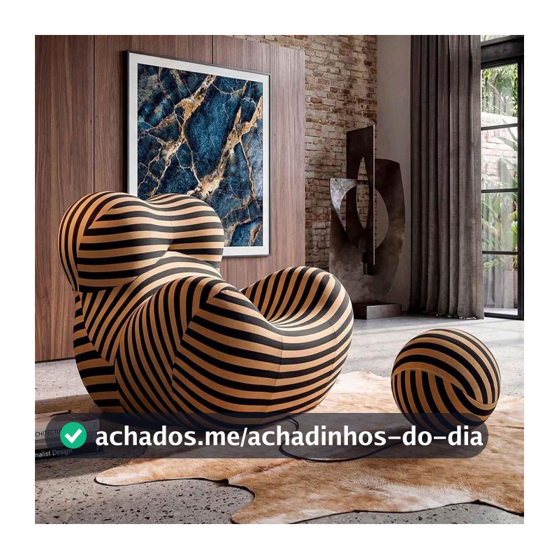 Poltrona Vortex com Puff Listrada Design Orgânico Statement Compacto na Caixa - King House