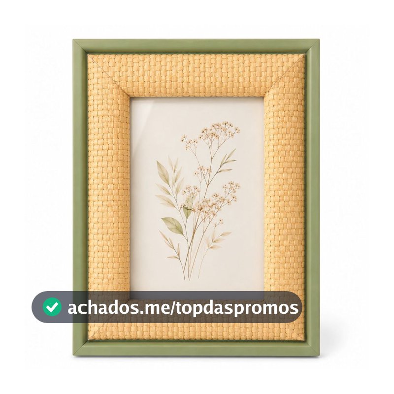 Porta Retrato 10x15 MDF Com Trançado Natural E Visor  Vidro Decoração Sala Quarto
