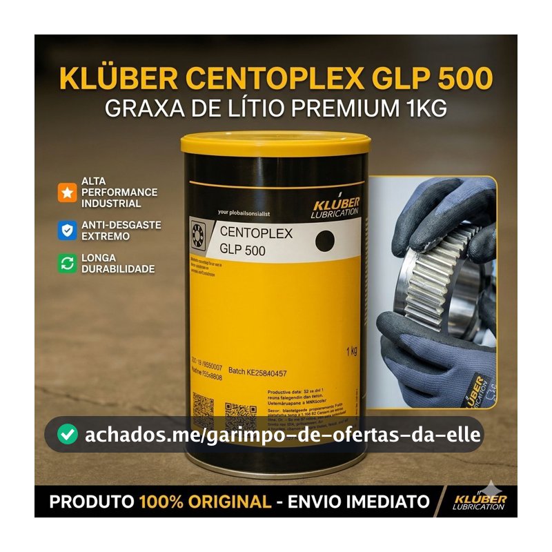Kluber Centoplex GLP 500 Graxa de Lítio Premium 1Kg Alta Performance Industrial Anti Desgaste Resistente à Água