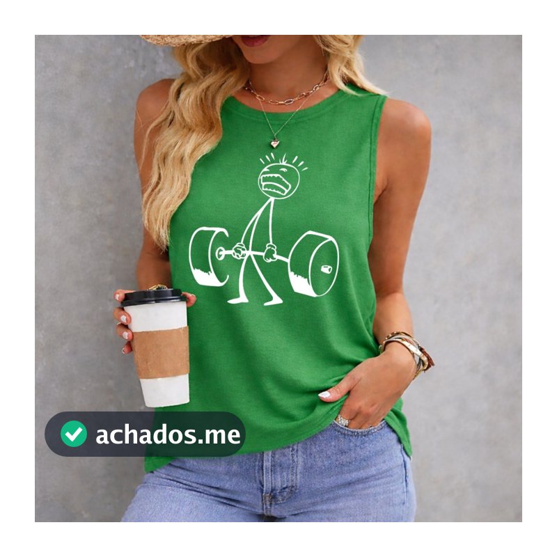 Regata camisa Feminina Sem Manga Gola Redonda Casual Modelo verão Academia Regata Confortável 100% algodão Malha Premium