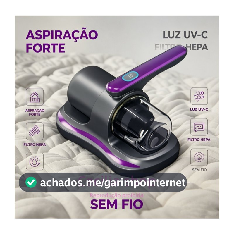 Aspirador de Pó Portátil Sem Fio Escova Removedor de Ácaro Recarregável USB