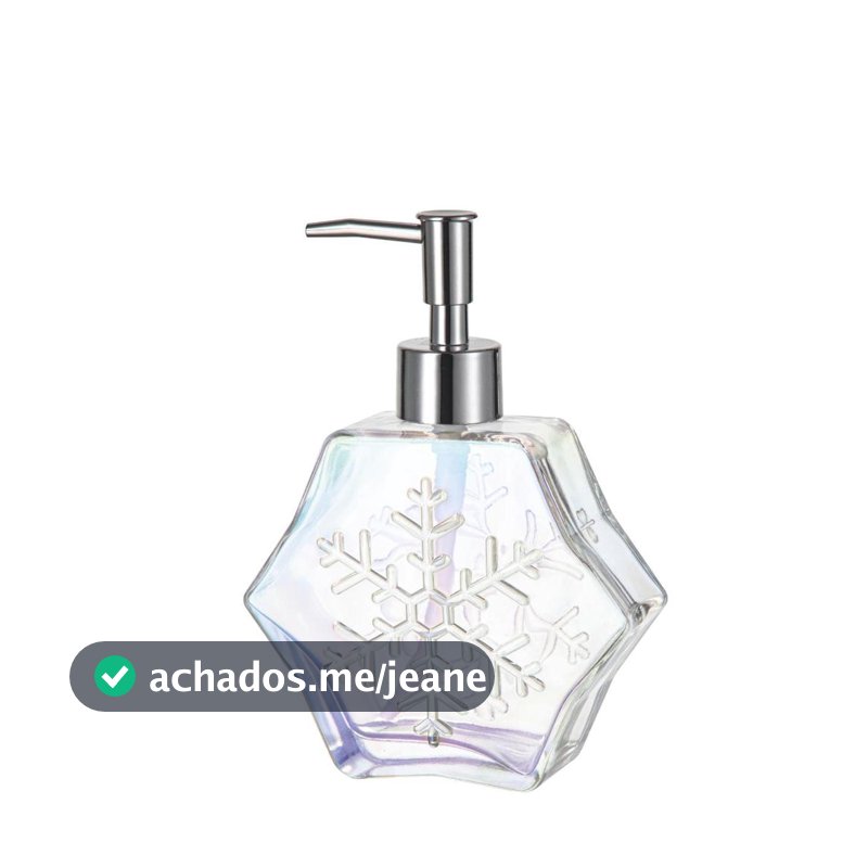 Porta Sabonete De Vidro Snowflake Xmas 290ml