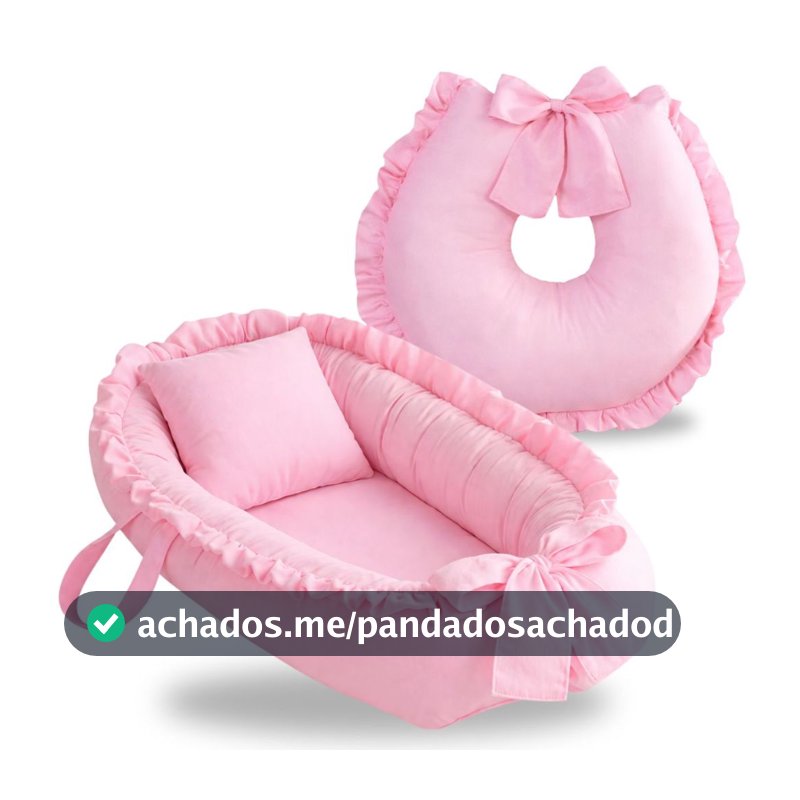 Ninho Redutor Berço Bebê com Almofada Amamentação 2 Peças Enxoval Completo Menina Menino Rosa Azul