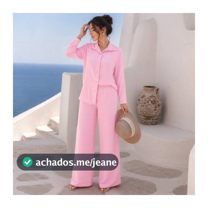 Conjunto Feminino Pantalona Comfort Elegante Alfaiataria Botões Dourados Casual Chic Premiu