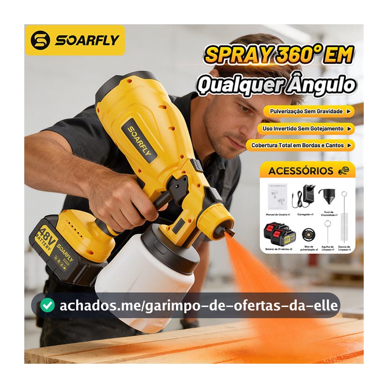 SOARFLY 1000ML pistola pulverizador tinta portatil 48v duas baterias