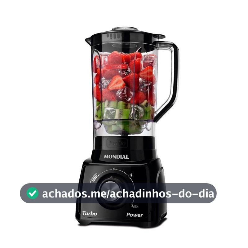 Liquidificador 3 velocidades Turbo Power preto - L-99FB - Mondial
