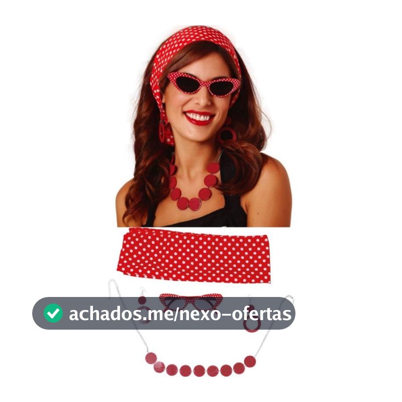 Conjunto de vestido Fantasia Acessórios Anos 50/60/70 Vintage Rockabilly Retrô Óculos Lenço Brincos