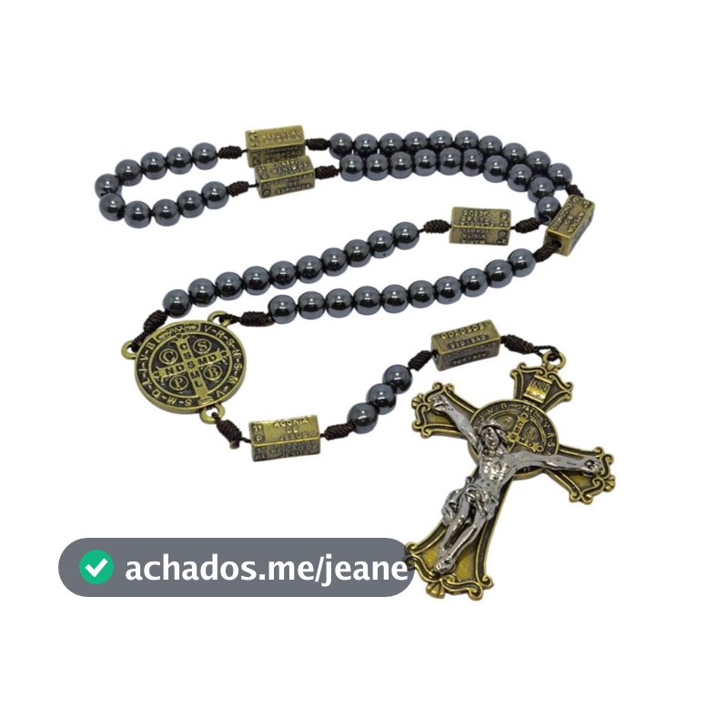 Terço da Contemplação São Bento Pedras de Hematita Oração Católicos Igreja Lembrança Presente Fé Devoção