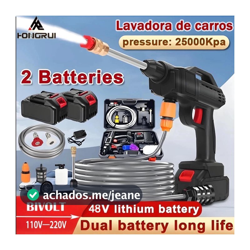 Lavadora De Alta Pressão Recarregável Sem Fio 48V 1/2/3 Baterias Linha Premium Para Carros e Jardins