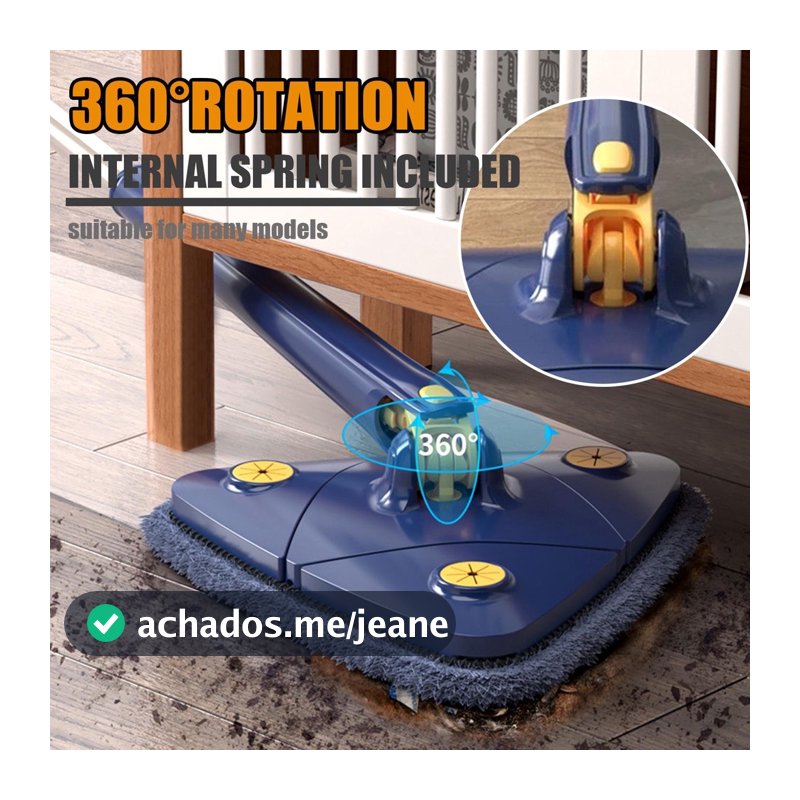 Esfregão Triangulo Mop De Limpeza Ajustável Giratória 360°