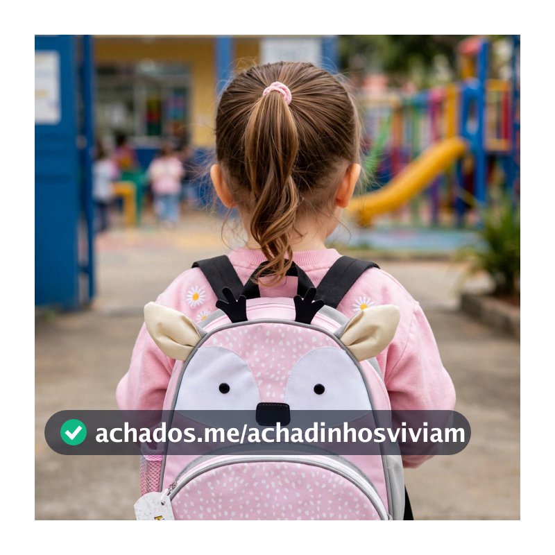 Mochila Infantil Rena Rosa Kit Mais Lancheira Térmica  Modelo zoo para Creche