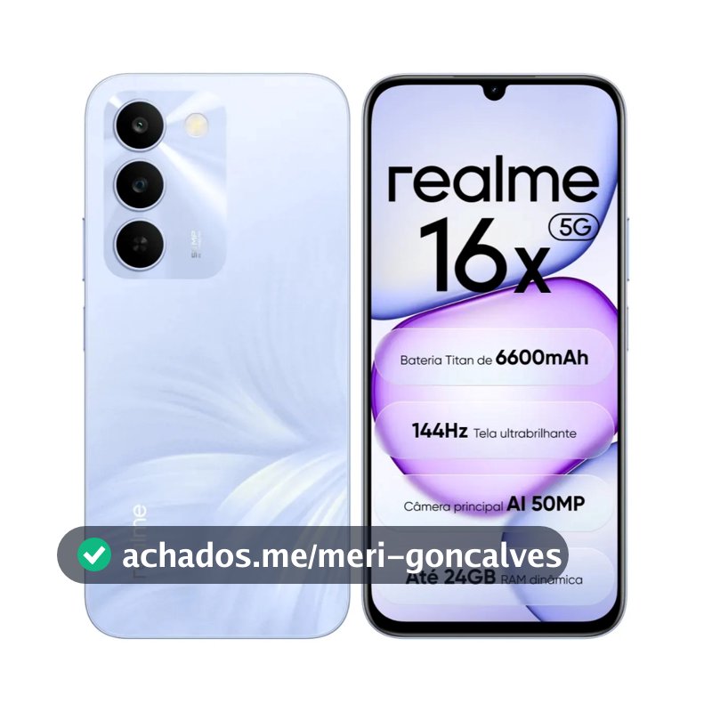 Celular realme 16X 5G Smartphone 8+256 GB Original Versão Global Bateria 6600mAh Câmera 50MP NFC IP64 Tela 6.8"