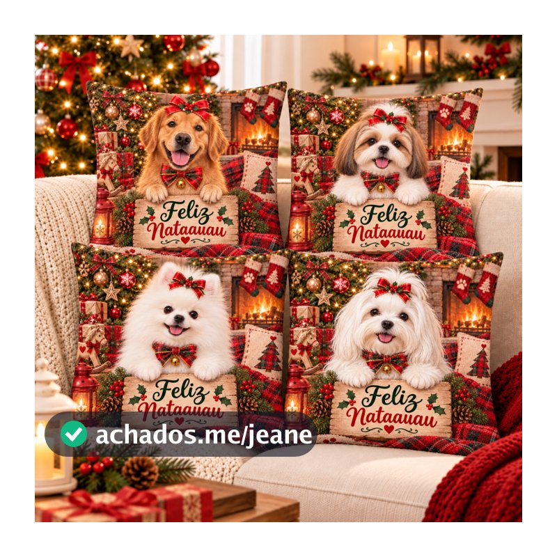 Capa Almofada Natal PET 42x42 Animais Fofos Decoração Natalina