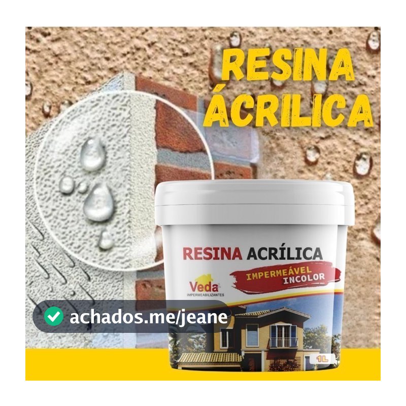 Veda + Resina Acrílica 1L Impermeabilizante e Revitalizadora para Telha, Parede, Tijolo, Madeira