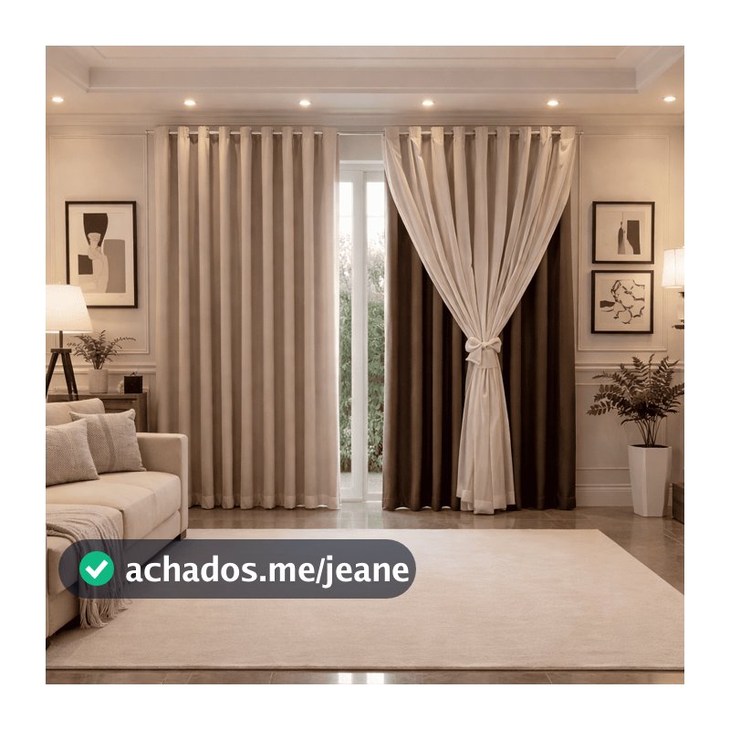 Cortina MADRI LUXO 3,00 x 2,50 c/ VOIL Branco -  Decoração Quarto, Sala, Escritório, Janela