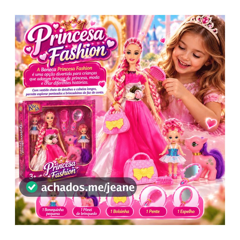 Boneca Princesa Fashion |Musical com Acessórios
