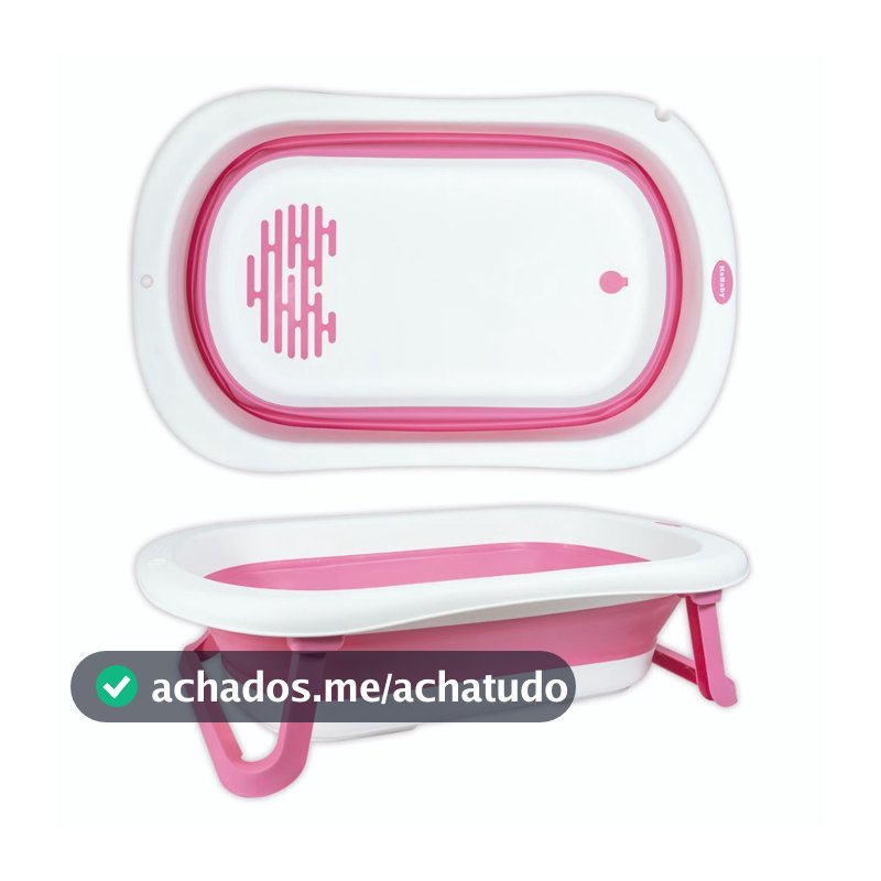 Super Banheira Infantil para Bebê Antiderrapante Dobrável 35 Litros Rosa - KaBaby