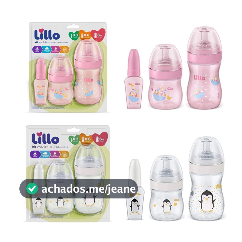 Kit 3 Mamadeiras Lillo Evolution Primeiros Passos de 0 a 1 ano Tampa Anti-vazamento
