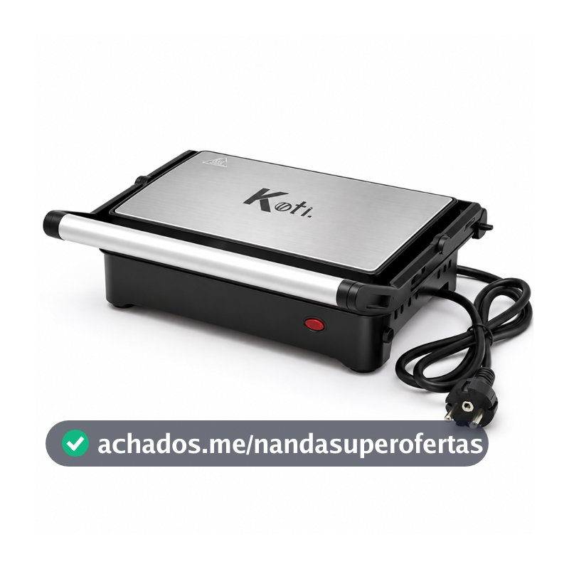 Grill e Sanduicheira Elétrica Multiuso Koti Elegance Toast Inox Antiaderente Esquenta Rápido 1000w 110V ou 220v