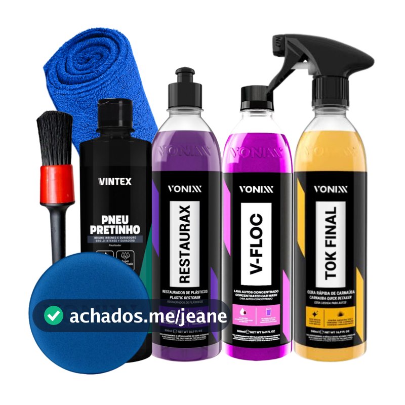 Kit Shampoo V-Floc Cera Tok Final Pneu Pretinho Restaurax Vonixx