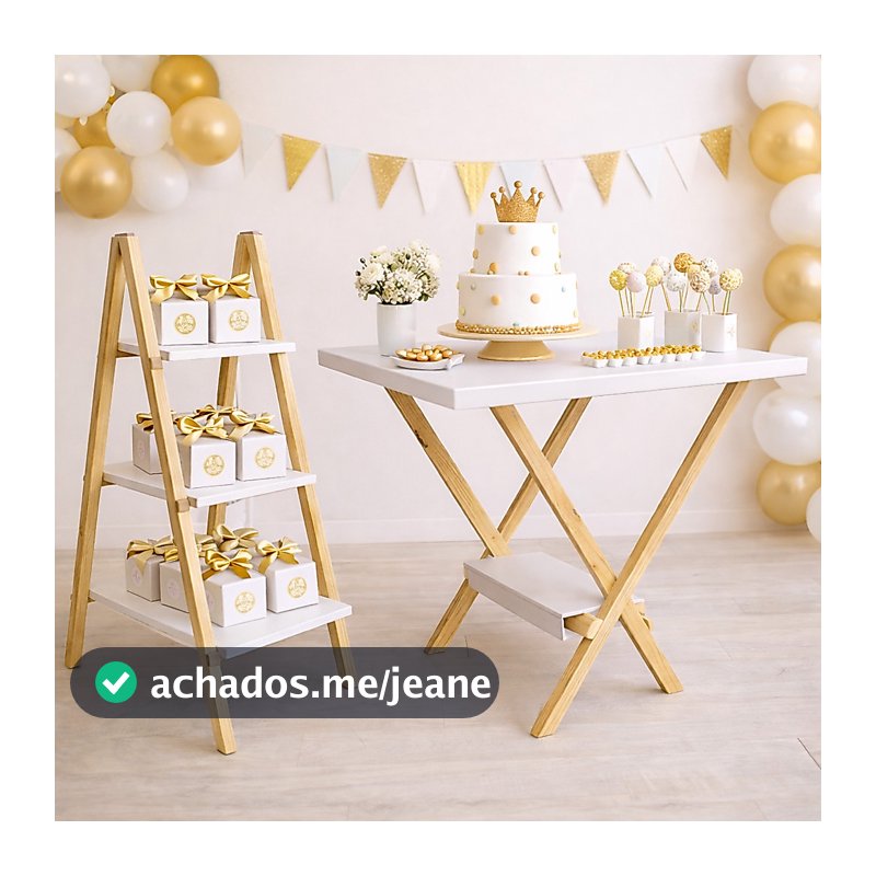 Kit Festa Mesa Cavalete Grande com Escadinha Decoração Pegue e Monte