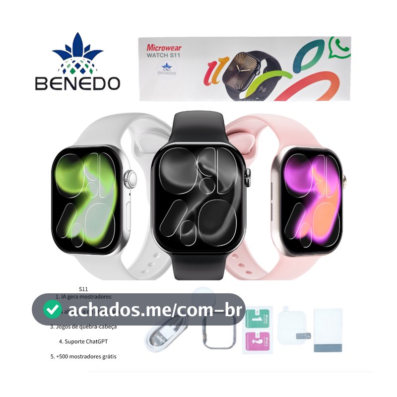 Smartwatch S11 Series 11 Chat Gpt 2026 46mm 2 Pulseira capa pelicula Original inteligente Microwear