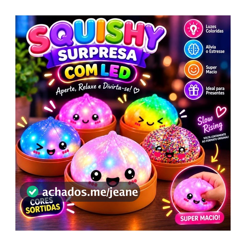 Squishy Dumpling Brinquedo Com Luz Squish Surpresa Antiestresse Bolinho Fofinho Macio Grande