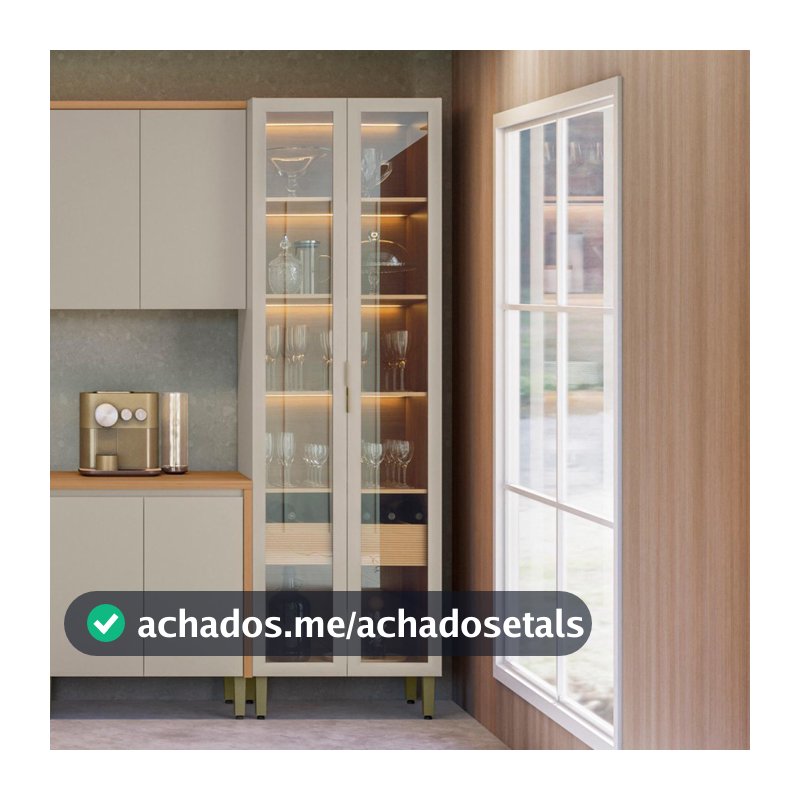 Cristaleira 2 Portas 1 Gaveta e Led Allure Linea Brasil