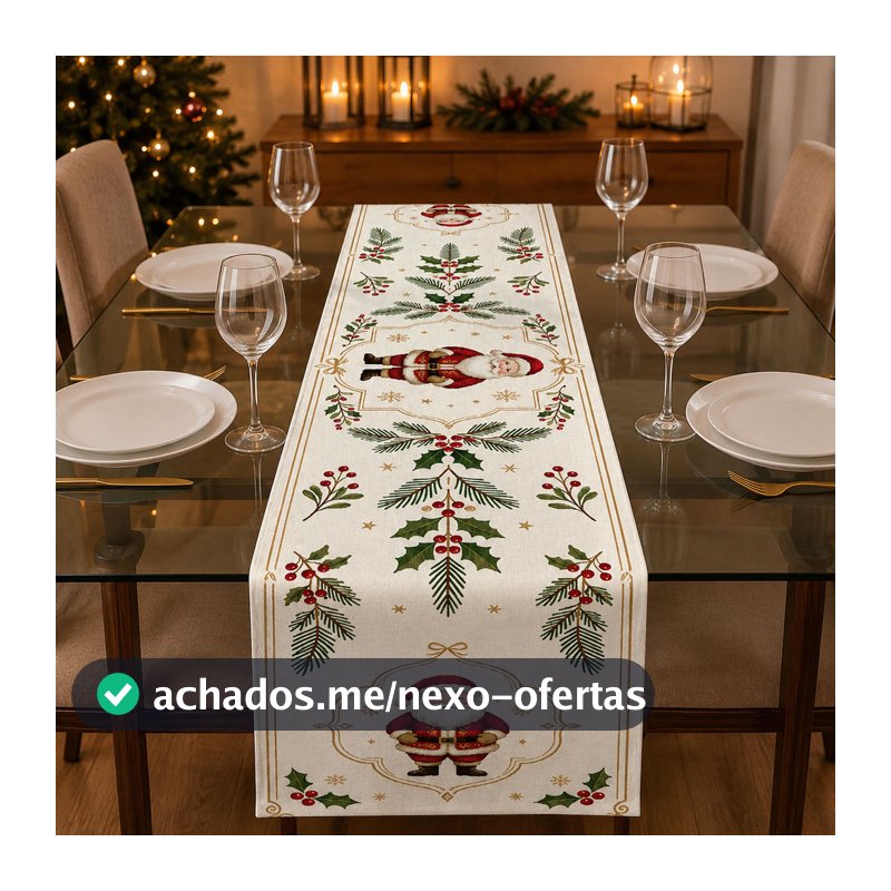 Caminho De Mesa Tema Natal Para Mesa Posta Em Tecido Sublimado