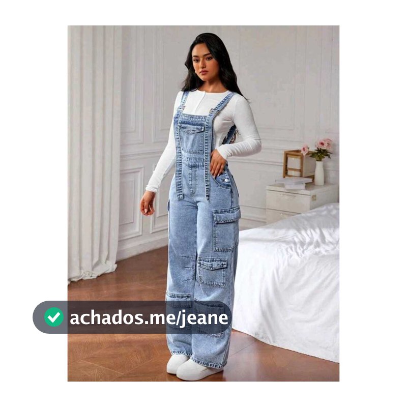 Jardineira Calça Jeans cargo, Moda Bloguerinha