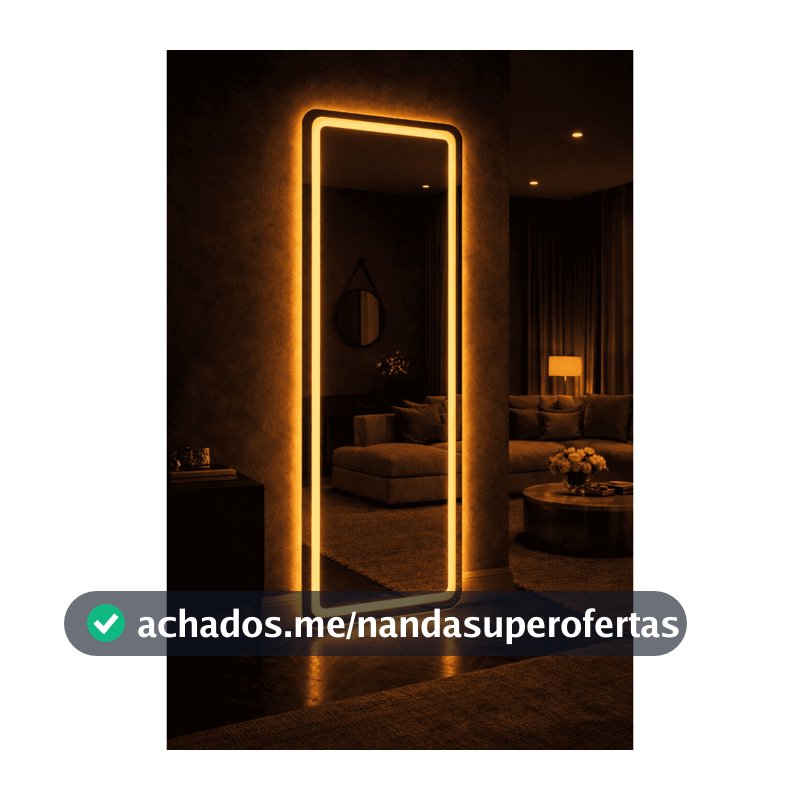 Espelho Retangular Led Jateado Bivolt Decorativos Luxo Quente_3000K Branco_6000K e Neutro_4000k Closet