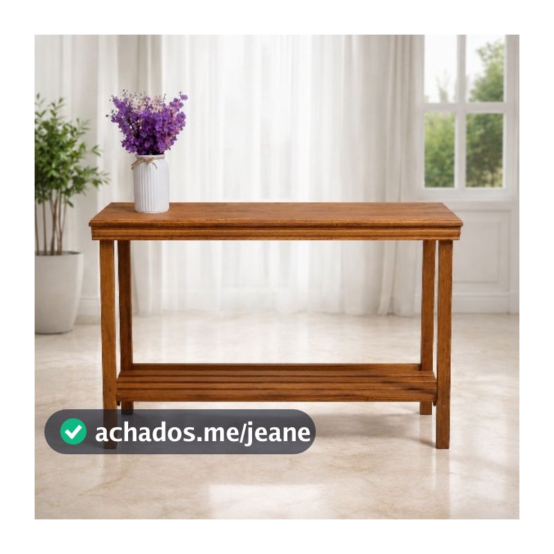 Aparador Console Compacto com Prateleira Madeira Maciça Decoração Sala Corredor