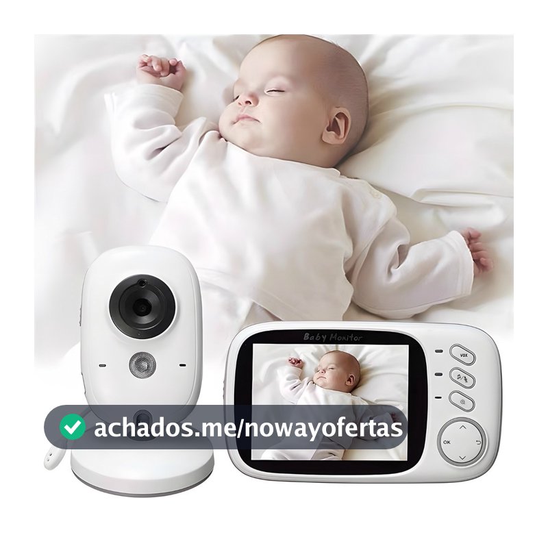 Babá Eletrônica com Monitor Visão Noturna Áudio Bidirecional Sensor de Temperatura Monitor Infantil Digital