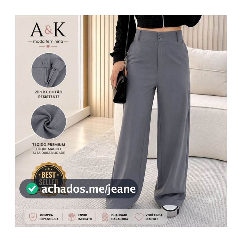Calça Pantalona Alfaiataria Premium Com Bolso PROMOÇÃO