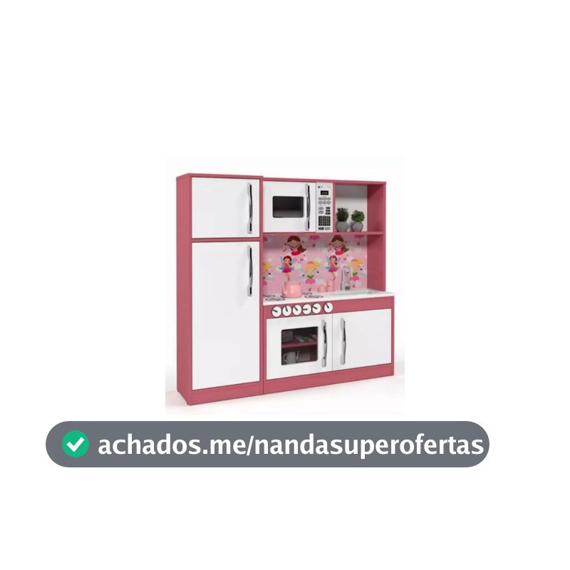 Cozinha Diana Para Crianças Faz De Conta Em Mdf Cor Rosa E Branco