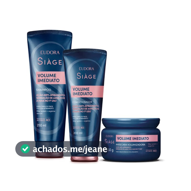 Combo Eudora Siage Volume Imediato: Shampoo + Condicionador + Mascara