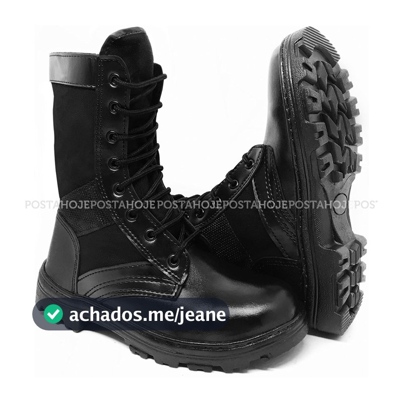 Coturno Bota Militar Tática Couro Preto Operacional Extra Leve