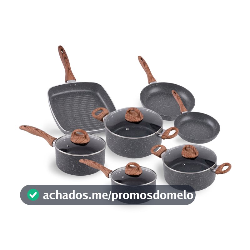 Jogo de Panelas Brinox Smart Plus 7 Peças Indução Granito - Antiaderente