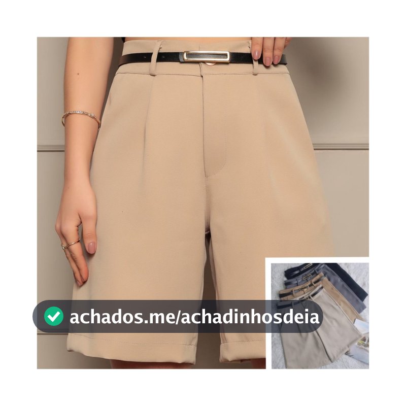Bermuda Alfaiataria Feminina Cintura Alta com Cinto Social Elegante Confortavel
