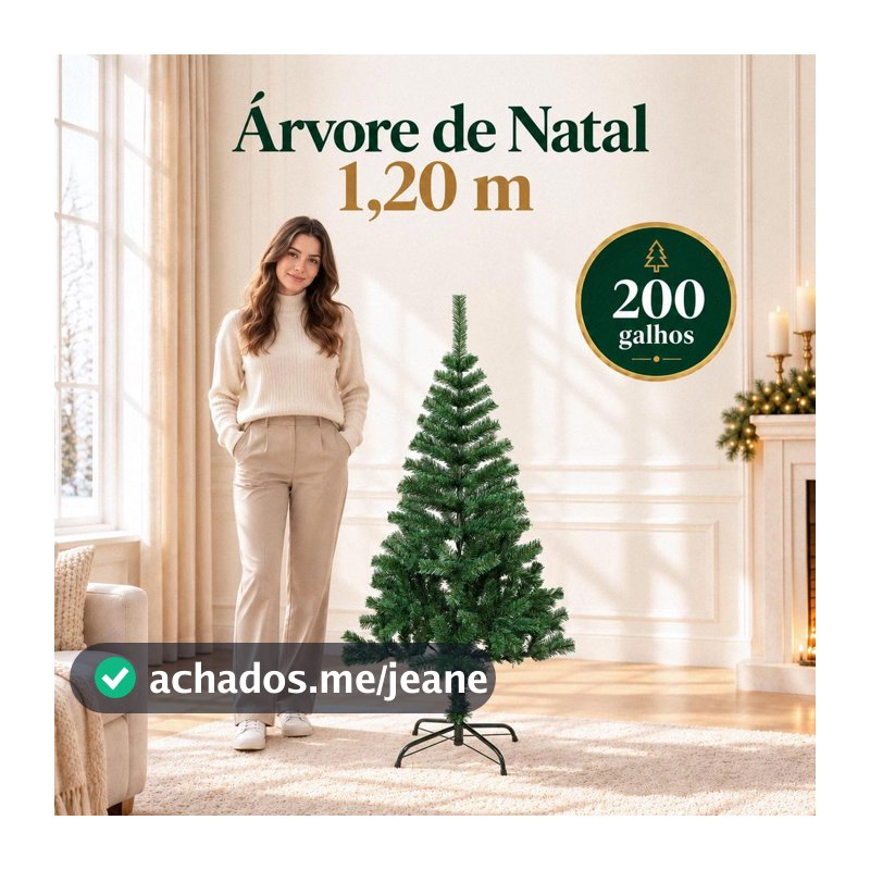 Árvore de Natal 1,20m Pinheiro 200 Galhos Base Metálica