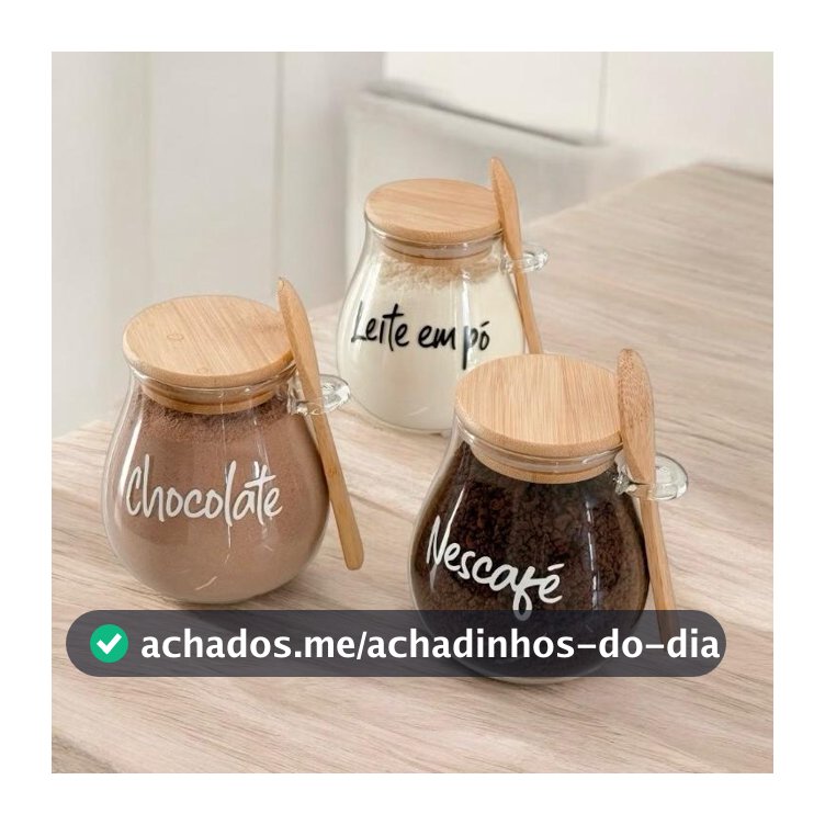 POTE HERMETICO COM TAMPA E COLHER DE BAMBU PERSONALIZADO 410 ML PERSONALIZADO AÇUCAREIRO SALEIRO