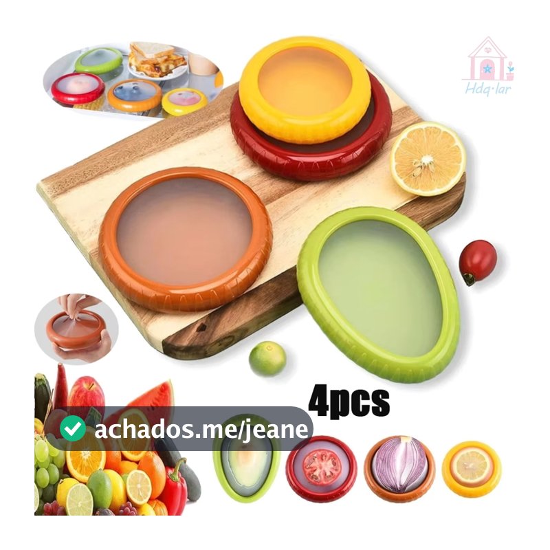 4Pcs Caixa de Silicone Armazenamento Frutas/Legumes: Reutilizável, Mantém Cebola/Abacate Frescos