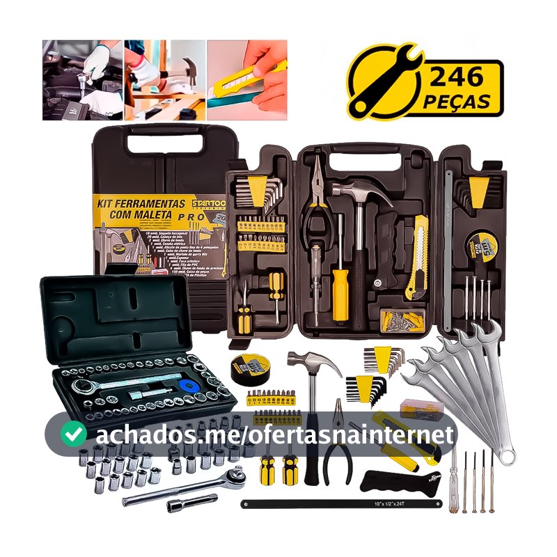 Kit Jogo De Ferramentas 246 Peças  Soquetes Catraca Reversível Chaves Combinadas Multiuso Uso Geral