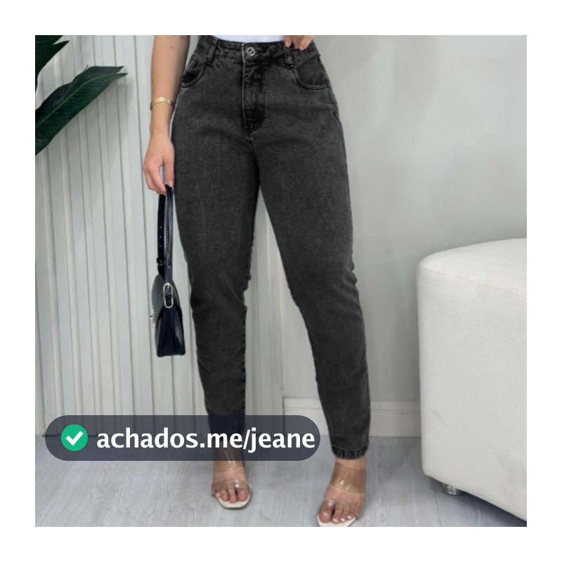 Calça Jeans MOM Grafite 100% Algodão Premium
