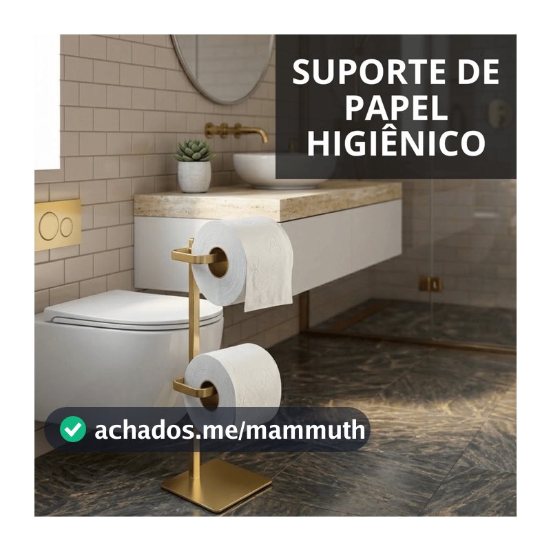Suporte Elegante Chão Papel Higiênico Banheiro Moderno Decorativo Dourado Acabamento Luxo