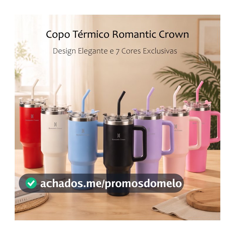 ROMANTIC CROWN Copo Térmico Inox Portátil 1200ml/600ml/1.2L Garrafa Térmica Inoxidável com Tampa e Canudo