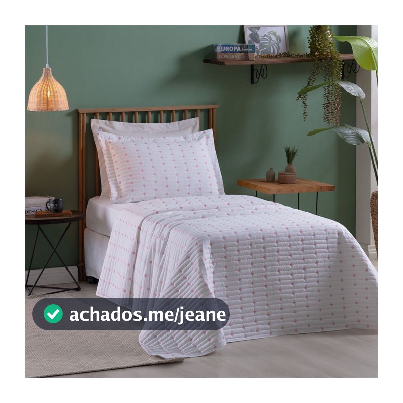 Colcha Cobre Leito Solteiro 2 Peças Pecal Decor Bordado