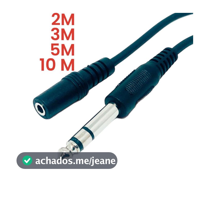 Cabo Extensao Extensor P2 Femea X P10 Macho Estereo Fone De Ouvido Retorno 2M/3M/5M/10M