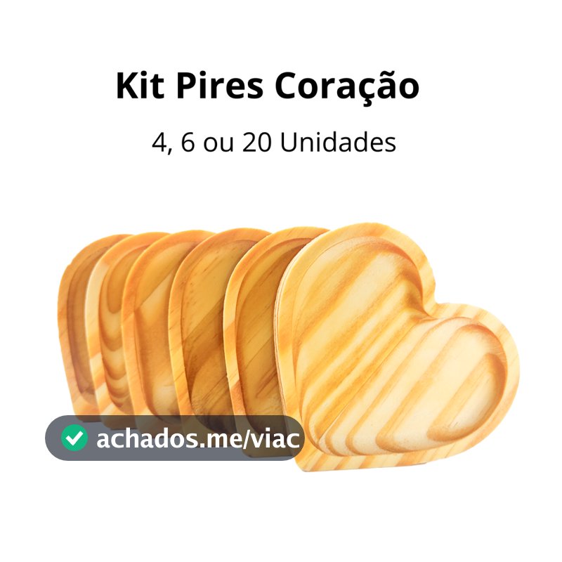 Kit Jogo de Pires Coração Em Madeira Pinus Café Mesa Posta Xícaras Dia dos Namorados