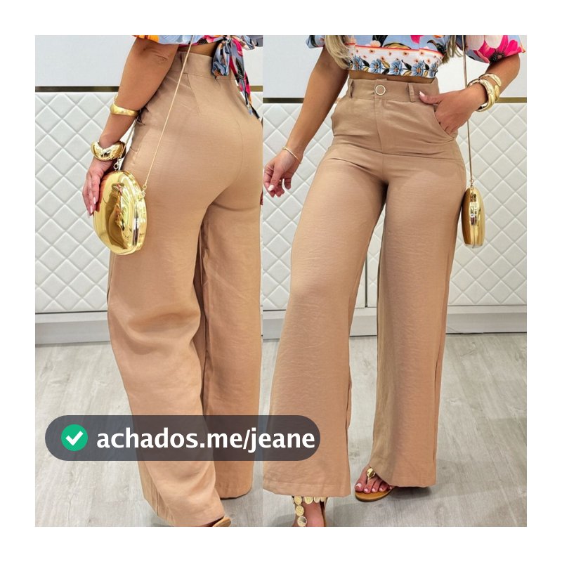 Calça Pantalona Feminina Sensoreal Marrant Elegante Social Confortavel Ziper Botão na Frente Luxo